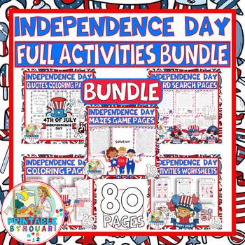 Preview of Independence Day flag day-activities- 4th of July fun and full activities bundle