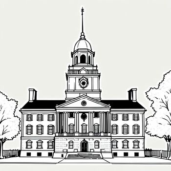 Preview of Independence Hall 4 PDFs to print and color posters. 14x14, 21x21, 28x28, 35x35