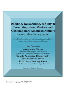 Preview of Independent American Literature Reading, Research, & Comparative Analysis