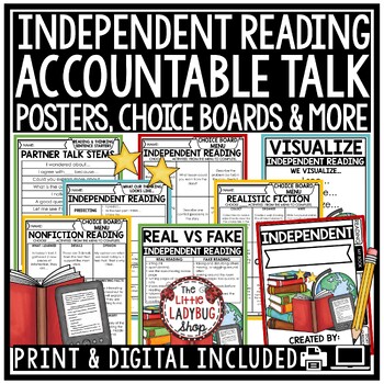 Preview of Independent Reading Comprehension Activities Accountable Talk Activities Posters