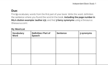 Preview of Independent Book Study: Resource Packet