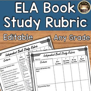 Preview of Independent Book Study Rubric-Editable