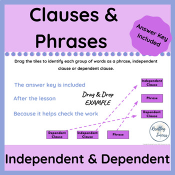 Preview of Independent & Dependent Clauses Drag & Drop Slides