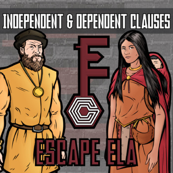 Preview of Independent & Dependent Clauses Escape Room Activity - Printable & Digital Game