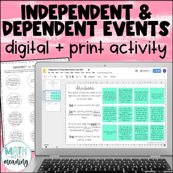 Preview of Independent and Dependent Events Digital Print Card Sort - Compound Probability