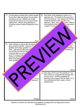 math 4 fun grade worksheets Dependent Independent by & Number Probability Color by