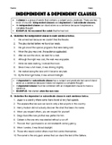 Independent & Dependent Clauses - Worksheet & Answer Key