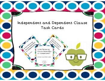 Preview of Independent & Dependent Clause Task Card Set