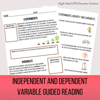 Preview of Independent & Dependent Variables Guided Reading