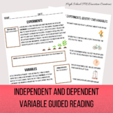 Independent & Dependent Variables Guided Reading