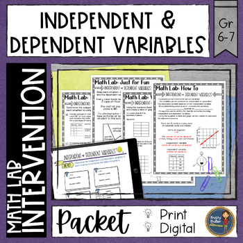 Preview of Independent & Dependent Variables Math Lab - Math Intervention - Sub Plans
