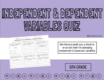 Preview of Independent & Dependent Variables Quiz