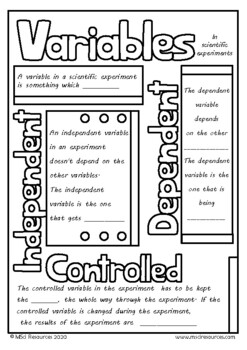 variables in science experiments worksheet