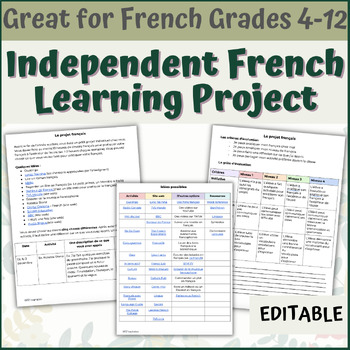 Preview of EDITABLE Independent FRENCH Project - Projet de français - French ISU