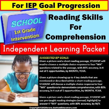 Preview of Independent Work Packet for Special Education | Reading Comprehension SET 2