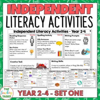 Preview of Independent Literacy Activities Year 2-4 Set One | Spelling and Writing Skills