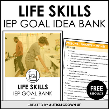 Preview of Life Skills IEP Goal Starters | Life Skills | Special Education