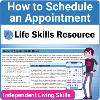 Preview of Independent Living Skills SPED Activity - How to Schedule Appointments