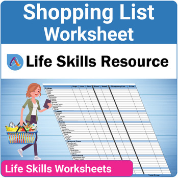 Preview of Grocery Shopping List SPED Life Skills Worksheet for Personal Finance