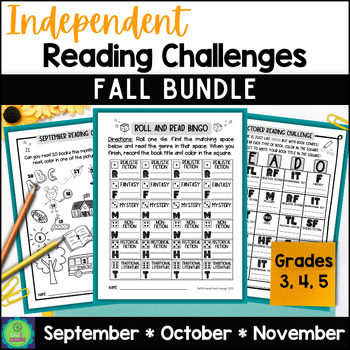 Preview of Fall BUNDLE Reading Log Bingo 3rd 4th 5th Grade Independent Reading Games