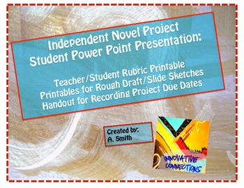 Preview of Independent Novel Power Point Project for Students with Rubric