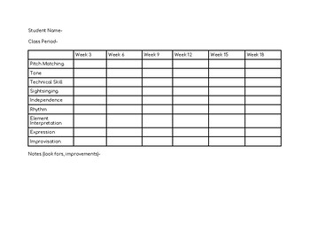 Preview of Independent Progress Chart- Music