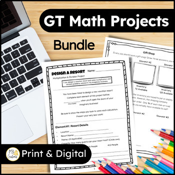 Preview of Independent Project Based Learning for Gifted & Talented 4th Grade Math Projects