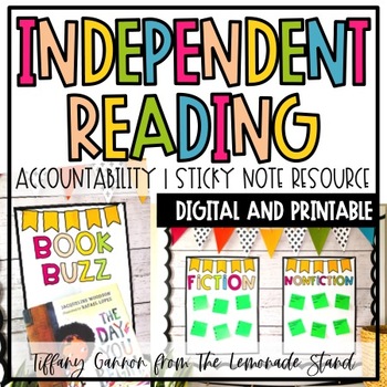 Preview of Independent Reading Accountability Sticky Notes | Distance Learning