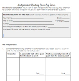 Independent Reading Assessment- "Book Log"