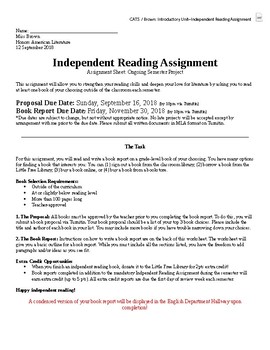 independent reading assignment pdf