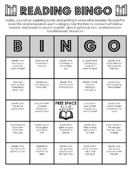 Independent Reading Book Bingo Activity - Connect Readers & Build Community