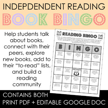 Preview of Independent Reading Book Bingo Activity - Connect Readers & Build Community