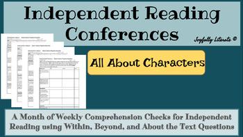 Preview of Independent Reading Conferences- All About Characters