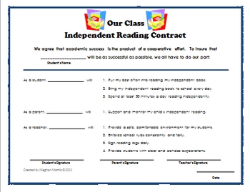 Preview of Independent Reading Contract