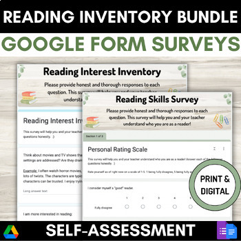 Preview of Independent Reading Interest and Skills Google Form Inventory Survey High School