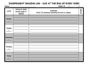 Independent Reading Log by Mr Jacoby | TPT