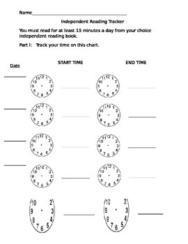 Preview of Independent Reading Log Time Tracker and Reading Response