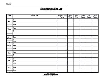 Independent Reading Log (Weekly) by M's Materials Marketplace | TPT