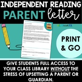 Independent Reading Parent Letter