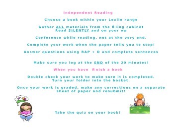 Preview of Independent Reading Poster (Read 180)