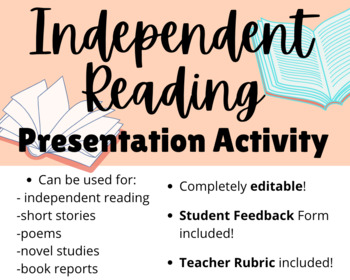 Preview of Independent Reading Presentation Activity | Works with Any Book! | Editable!