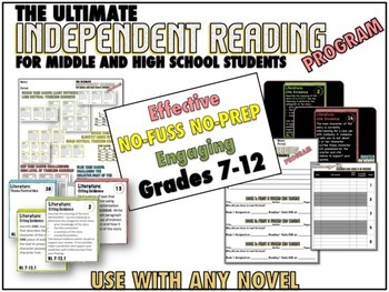 Preview of Independent Reading Program, Task Cards , PPT – CCSS Aligned