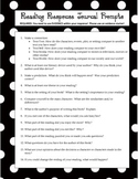 Independent Reading Prompts and Reading Response/Journal Pages