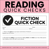 Reading Quick Checks - Reading Response Tasks for Any Book