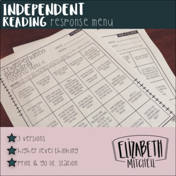 Preview of Independent Reading Response Menus: Fiction & NonFiction