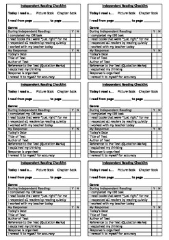 grade sheet 8 music Di Maio TpT Self Concetta by  Independent Reading Checklist