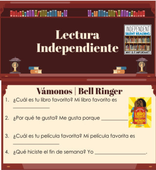 Preview of Independent Reading Slides for Spanish Class | Instructions in SPANISH & ENGLISH