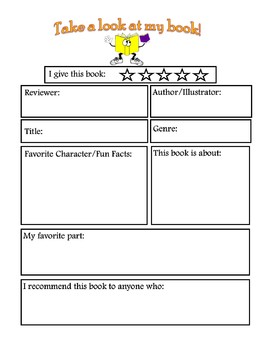 Preview of Independent Reading: Student Book Review Any Genre