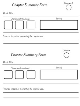 Preview of FREE Independent Reading: Chapter Summary Quick Form