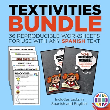 Preview of Independent Textivities BUNDLE: 36 reproducible worksheets for Spanish classes